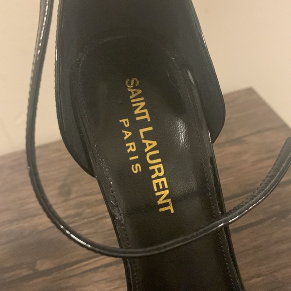 SAINT LAURENT Opyum Embellished Patent-Leather Sandals - Picture 6 of 7